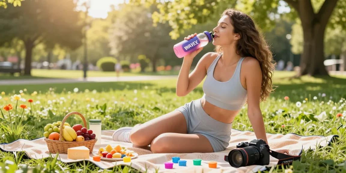 Savor the refreshing taste of scent pods for water bottle during a sunny picnic in the park.