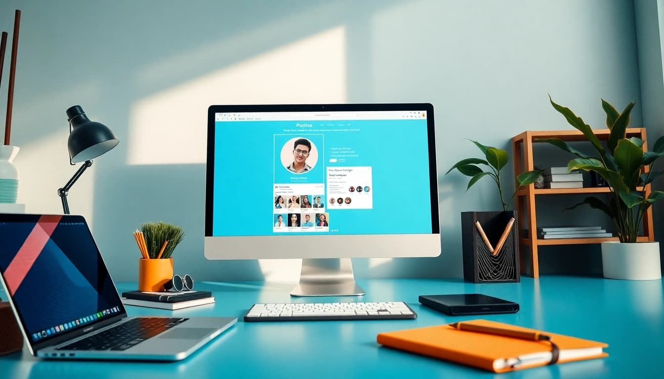 Craft stunning profile pictures with our profile pic maker interface on a modern workspace.