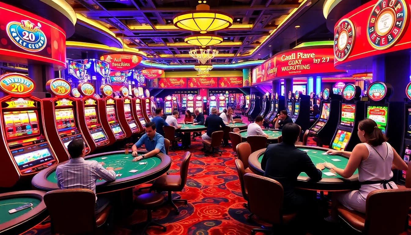 KJC AC 1 Casino ambiance with players enjoying games and vibrant slot machines