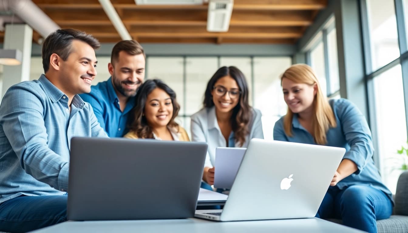 Www.valenciakey.com offers a modern workspace setting highlighting team collaboration and productivity.