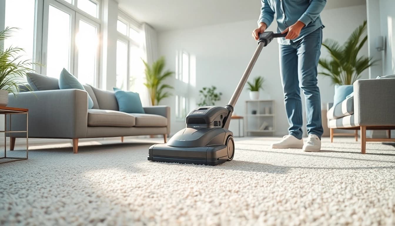 Professional carpet cleaners roseville ca cleaning a home with a high-tech machine.