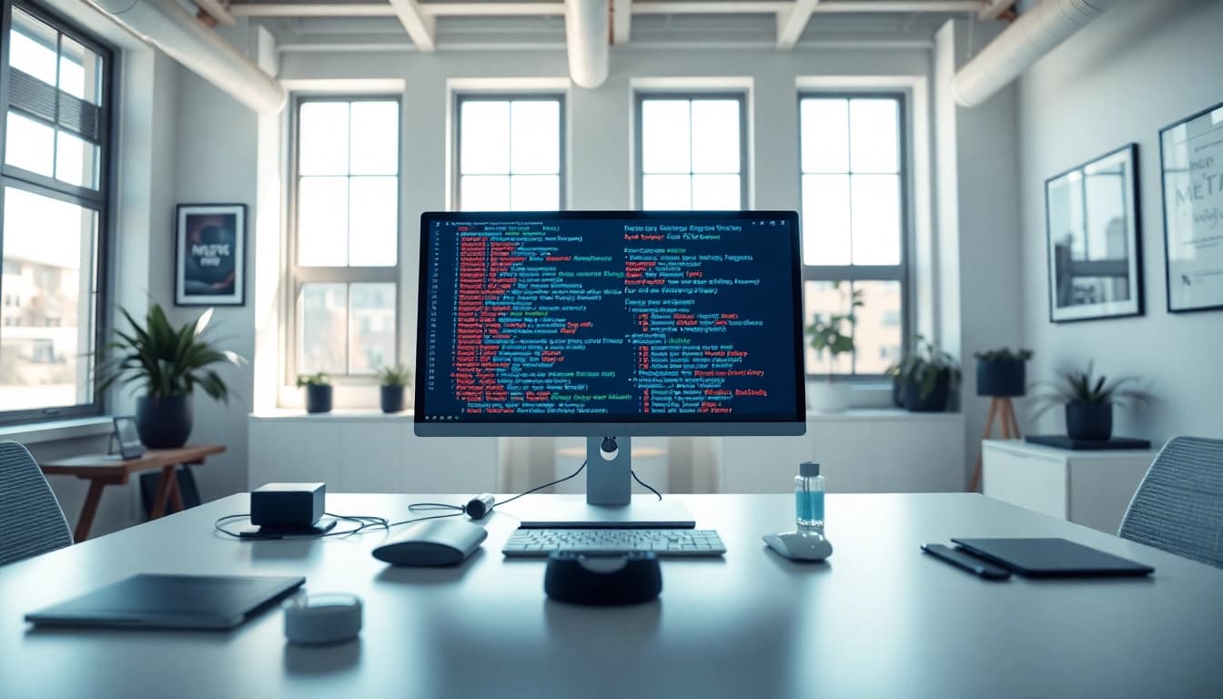 Visualize compelling meta tags in a modern workspace promoting effective online marketing.