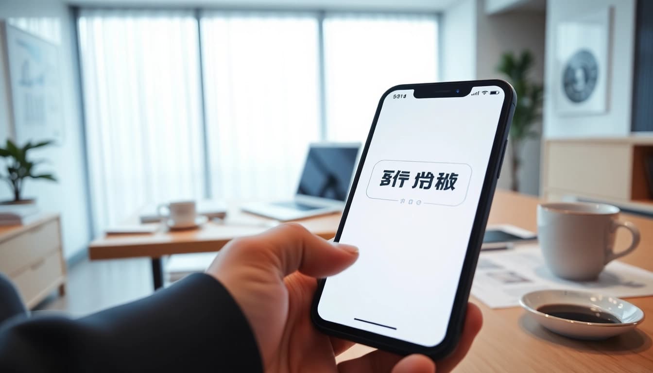 전문 금융 환경에서 소액결제(micropayment)를 보여주는 매력적인 스마트폰 인터페이스.