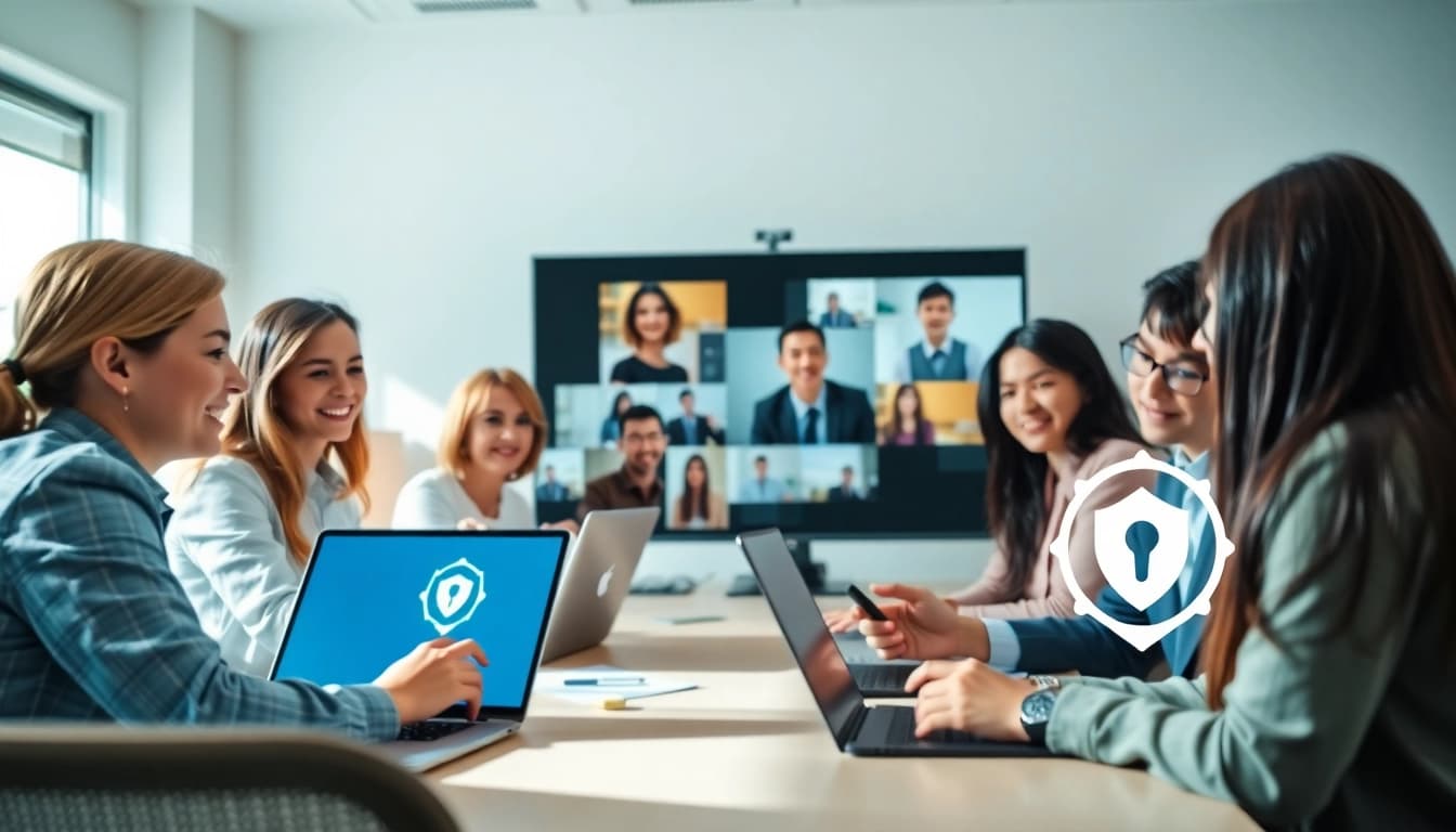 快连VPN enhances global connectivity in a modern office setting.
