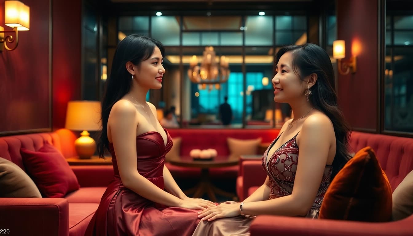 Elegant Singapore escort offering premium companionship in a luxurious lounge setting.
