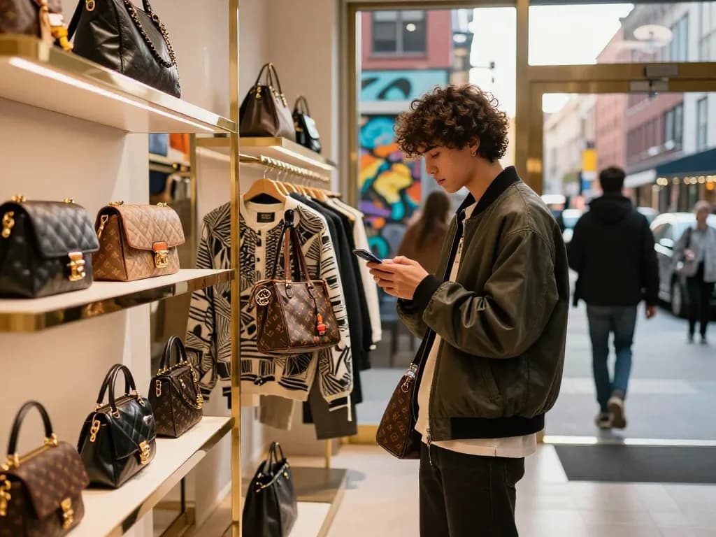 Premium shopping experience at a 레플리카 사이트 featuring stylish goods in an urban setting