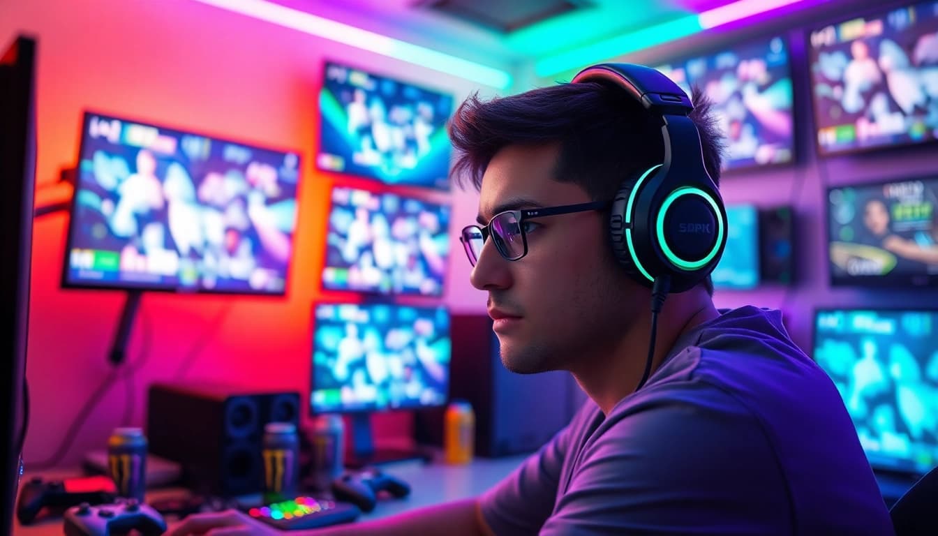 Engage with esports updates and guides at https://www.gamelevate.com with a focused gamer in a vibrant setup.