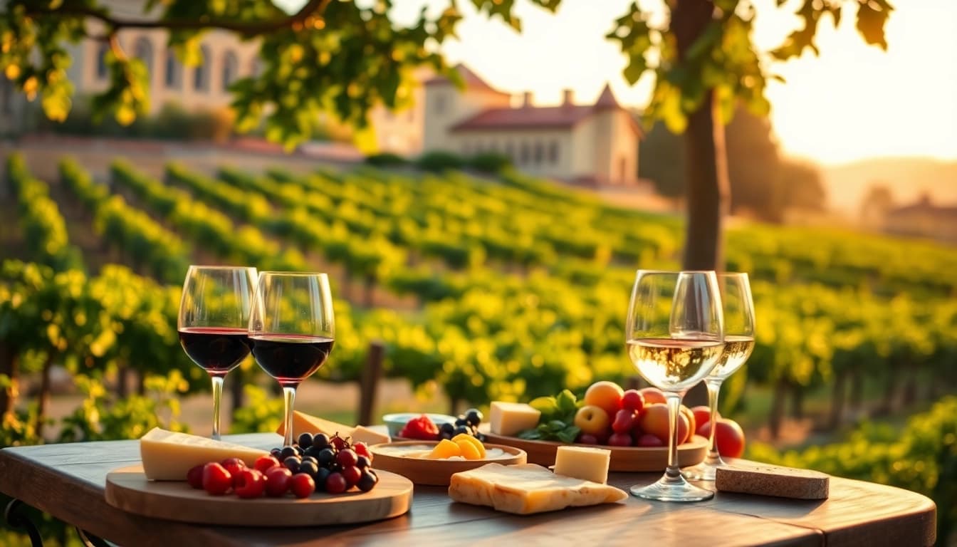 Savor Clarksburg wine tasting with elegant glasses and lush vineyard views.
