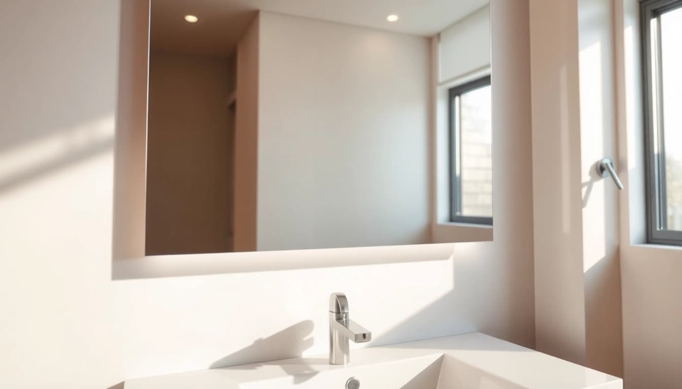Elegant display of a mirror and LED lights mounted above a sink, enhancing modern bathroom decor.