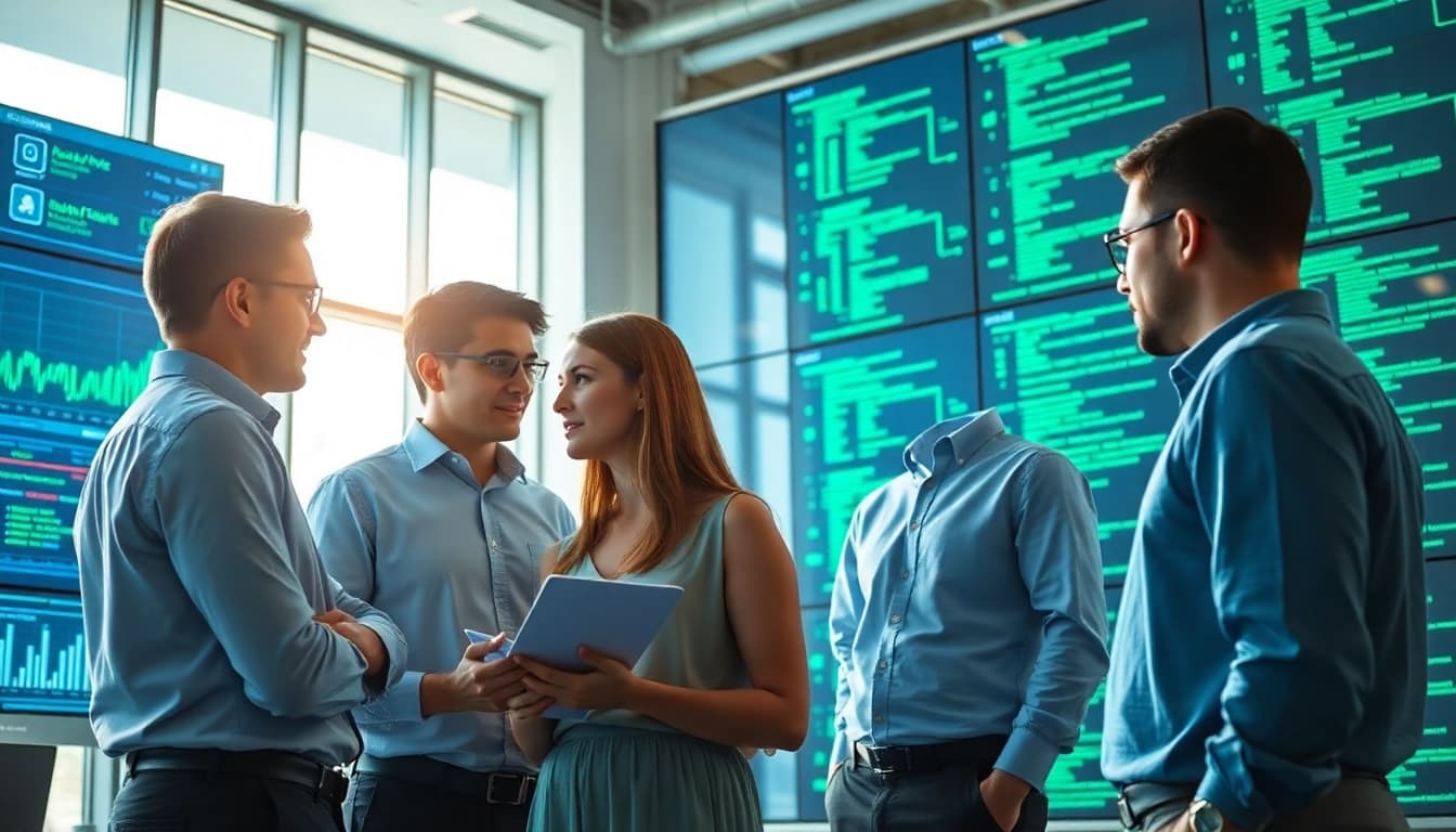 Boost AI testing efficiency with https://www.benchbot.ai showcased in a collaborative tech workspace.