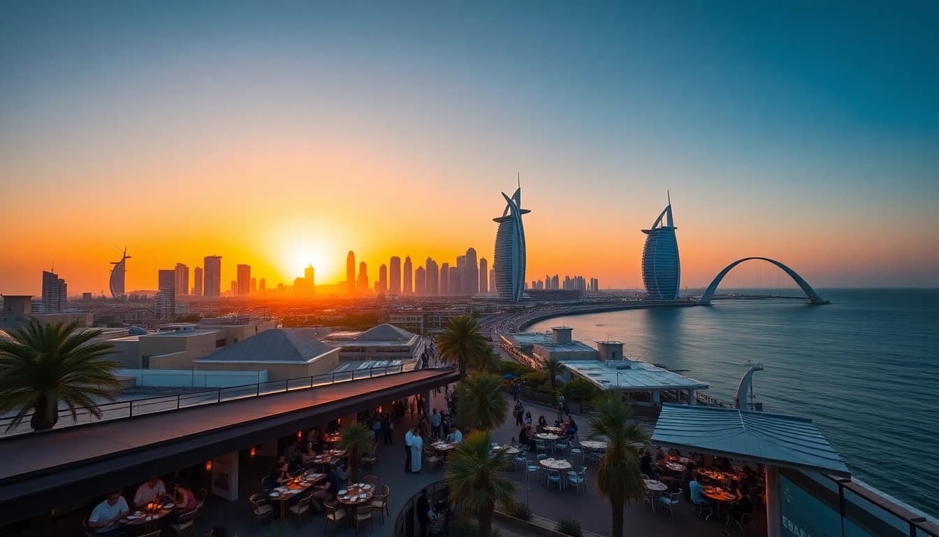Experience the vibrant atmosphere as you explore Dubai's iconic skyline and bustling streets.