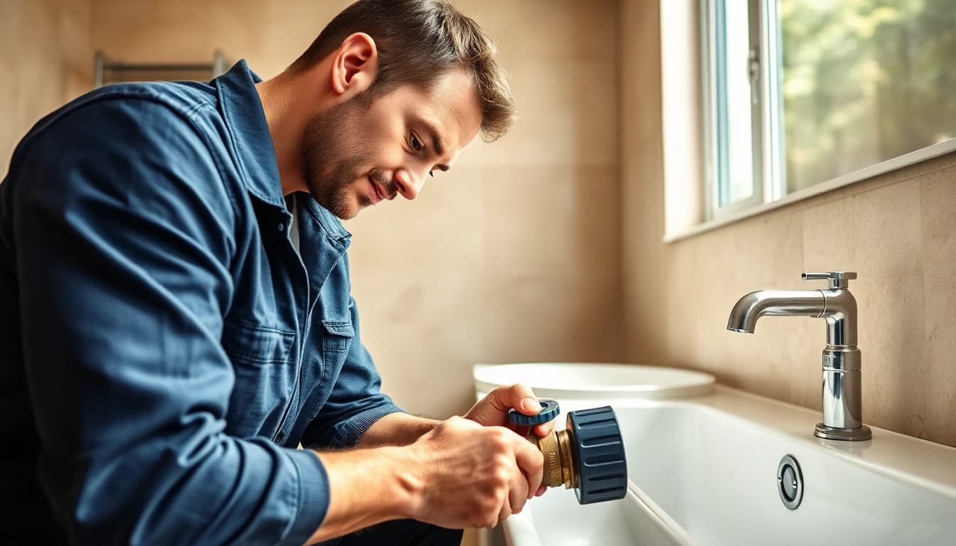 Erfahrene Handwerker von sonni sanitär GmbH bei der Installation hochwertiger Sanitäranlagen.