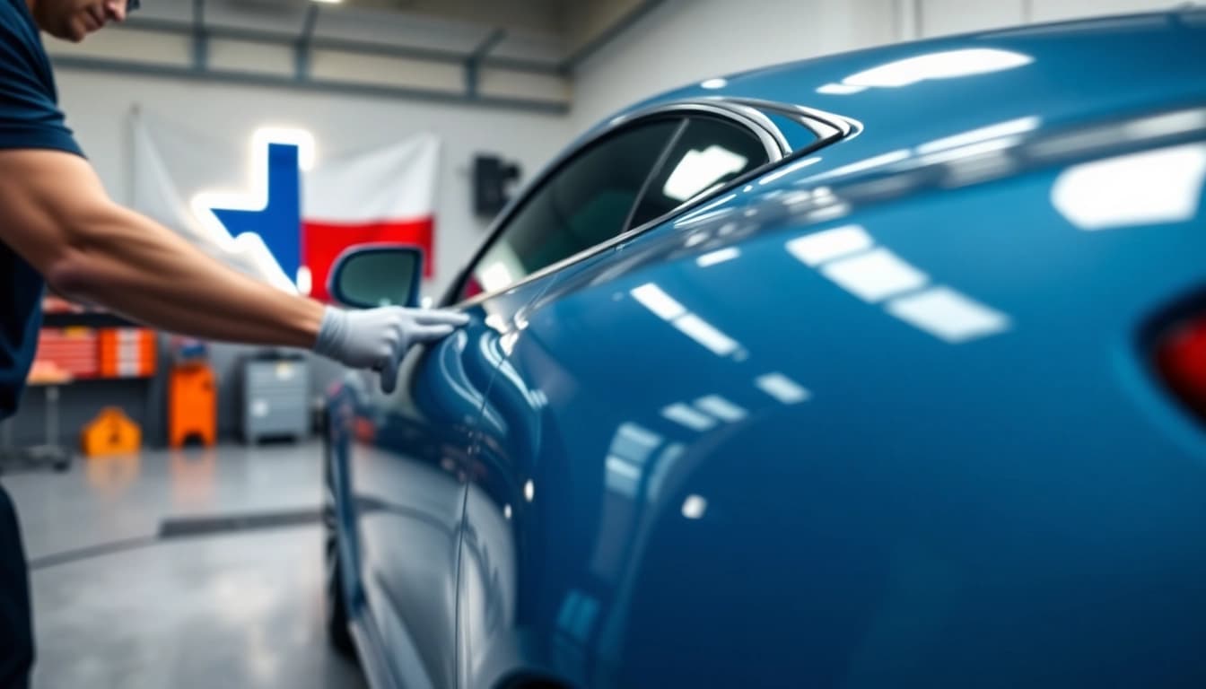 Apply paint protection in Texas for a stunning polished car with attention to detail.