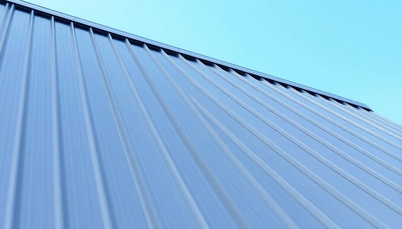 Highlighting standing seam metal roof features on a contemporary home with silver panels.