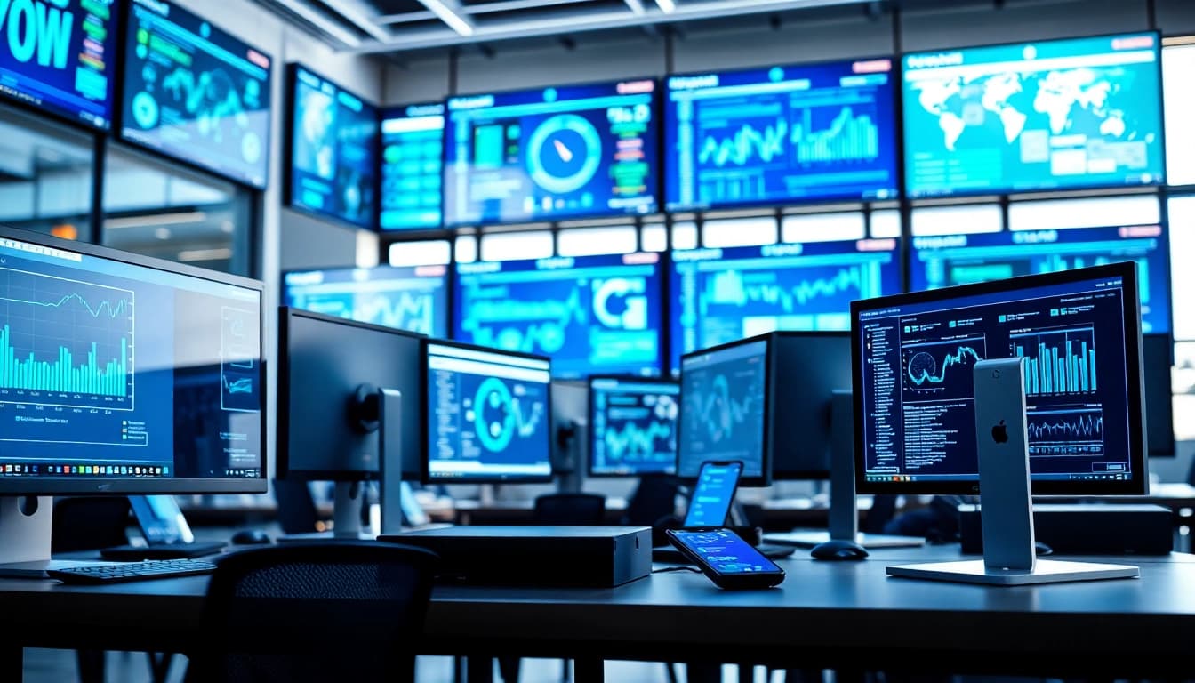 Engaging tech workspace with Cyberdan innovations highlighting advanced solutions and a vibrant atmosphere.