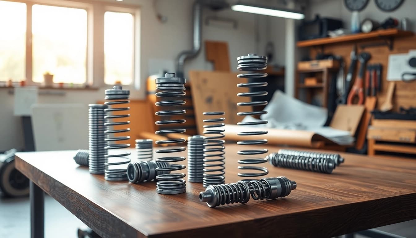 Gas Spring Supplier showcasing high-quality gas springs in an industrial workshop setting.