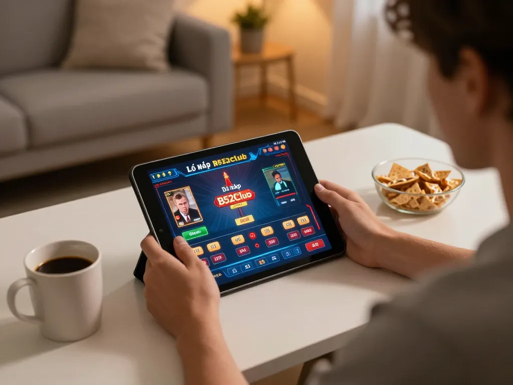 Lỗi Nạp – Rút B52club showcased in an engaging online gaming setup with user interacting on a tablet