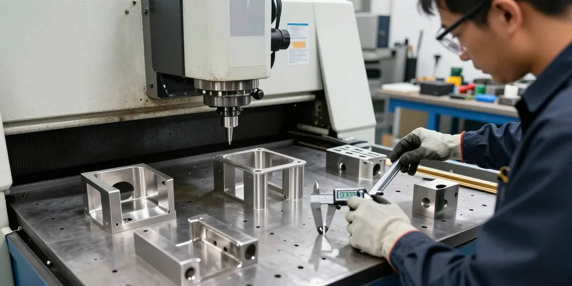 Custom stainless steel parts being precisely manufactured in an industrial workshop.