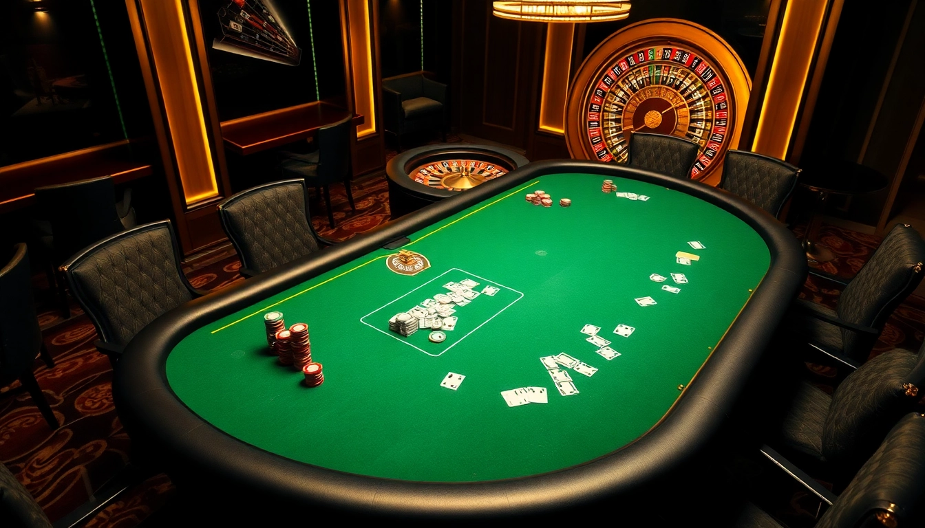 Engage in exhilarating gameplay with DN88: Poker chips and cards on a luxurious casino table.