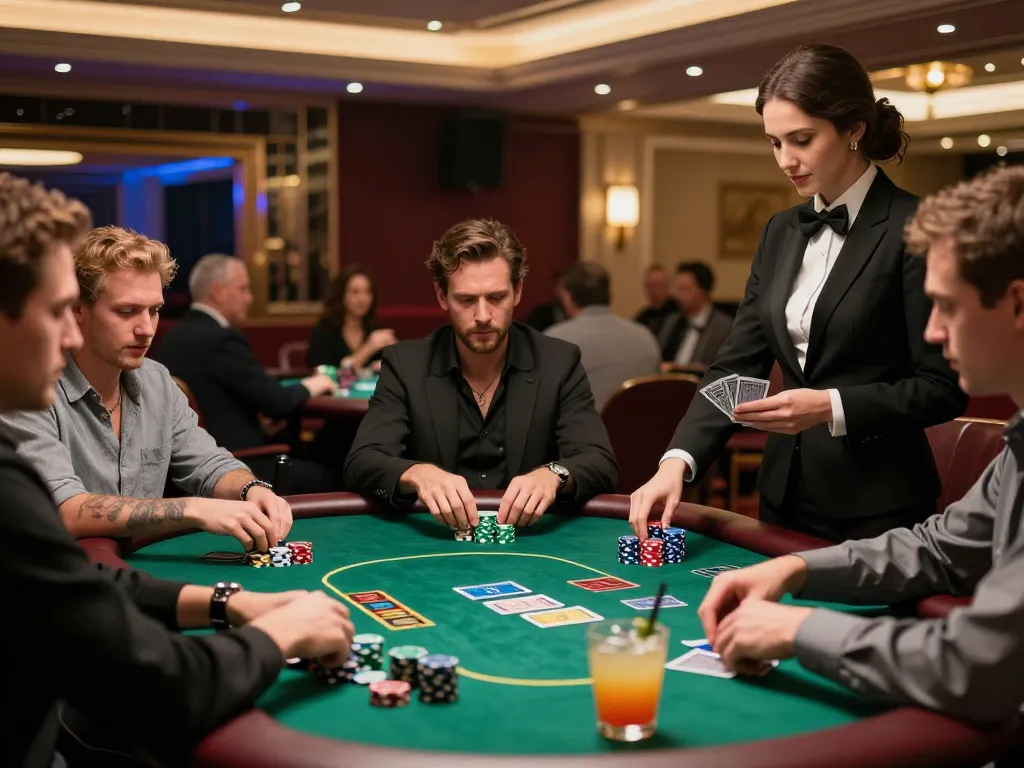 RR88 players engaged in focused poker game, showcasing strategies and excitement.