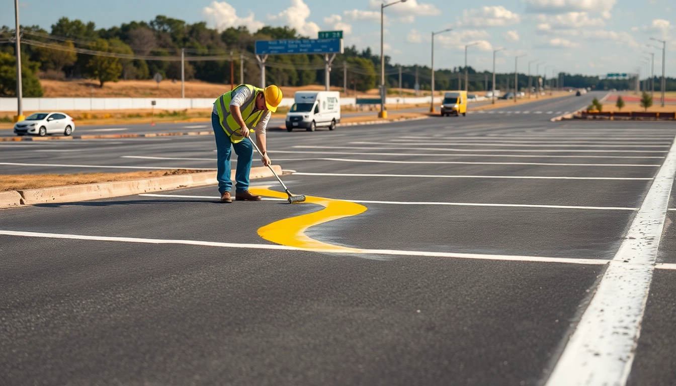 Parking lot striping Highway 80 Jackson MS showcasing precise line painting for quality results.