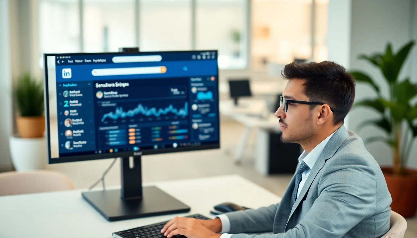 Engage with linkedin search scraper data analysis on a computer in a professional setting.