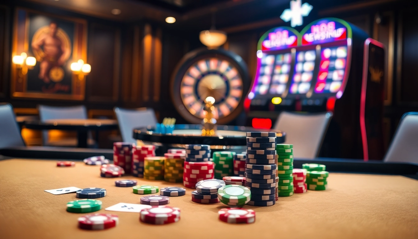 Exciting casino atmosphere featuring the vibrant 'trang chủ new88' with poker chips and roulette wheel in focus.