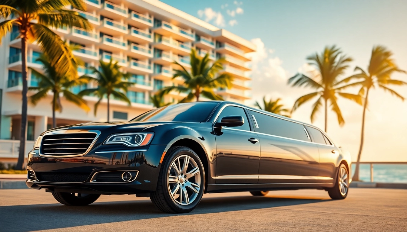 Experience luxury with this elegant limo in Miami beside a stunning oceanfront hotel.