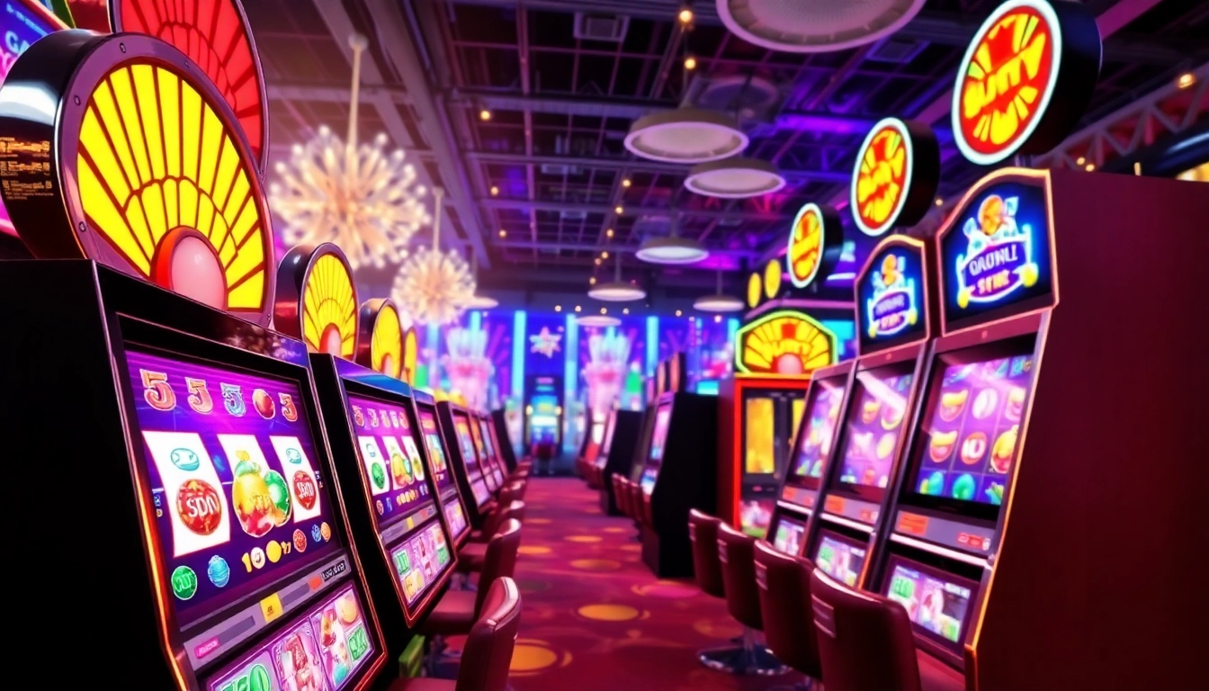 Menggambar walettoto dengan slot game interaktif dan suasana kasino yang ceria.