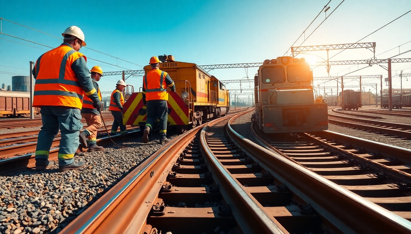 Skilled team performing Emergency RailroadRepair on active tracks, showcasing commitment and expertise.