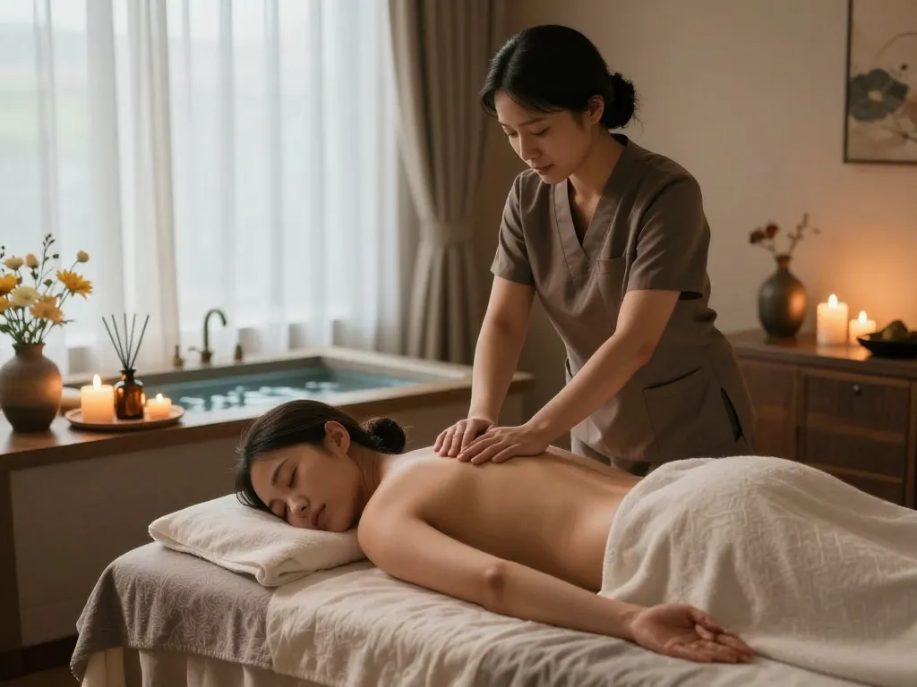 Relaxation during 부전동마사지 session in a serene spa environment with soothing decor.