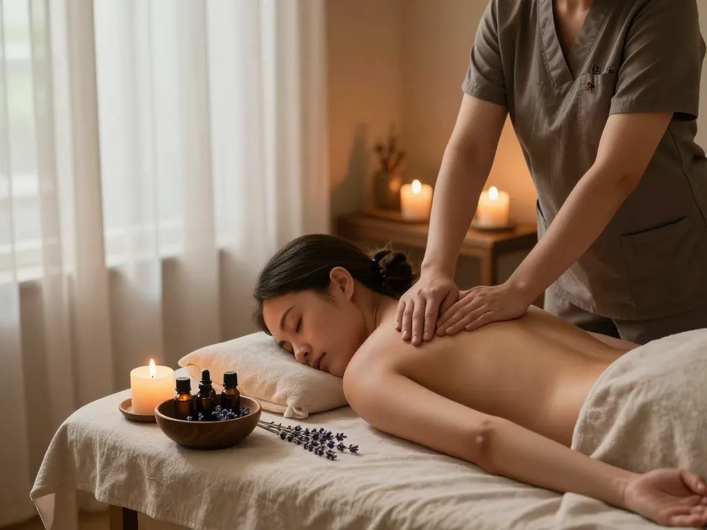 Relaxing 부전동마사지 therapy session in a tranquil spa setting.