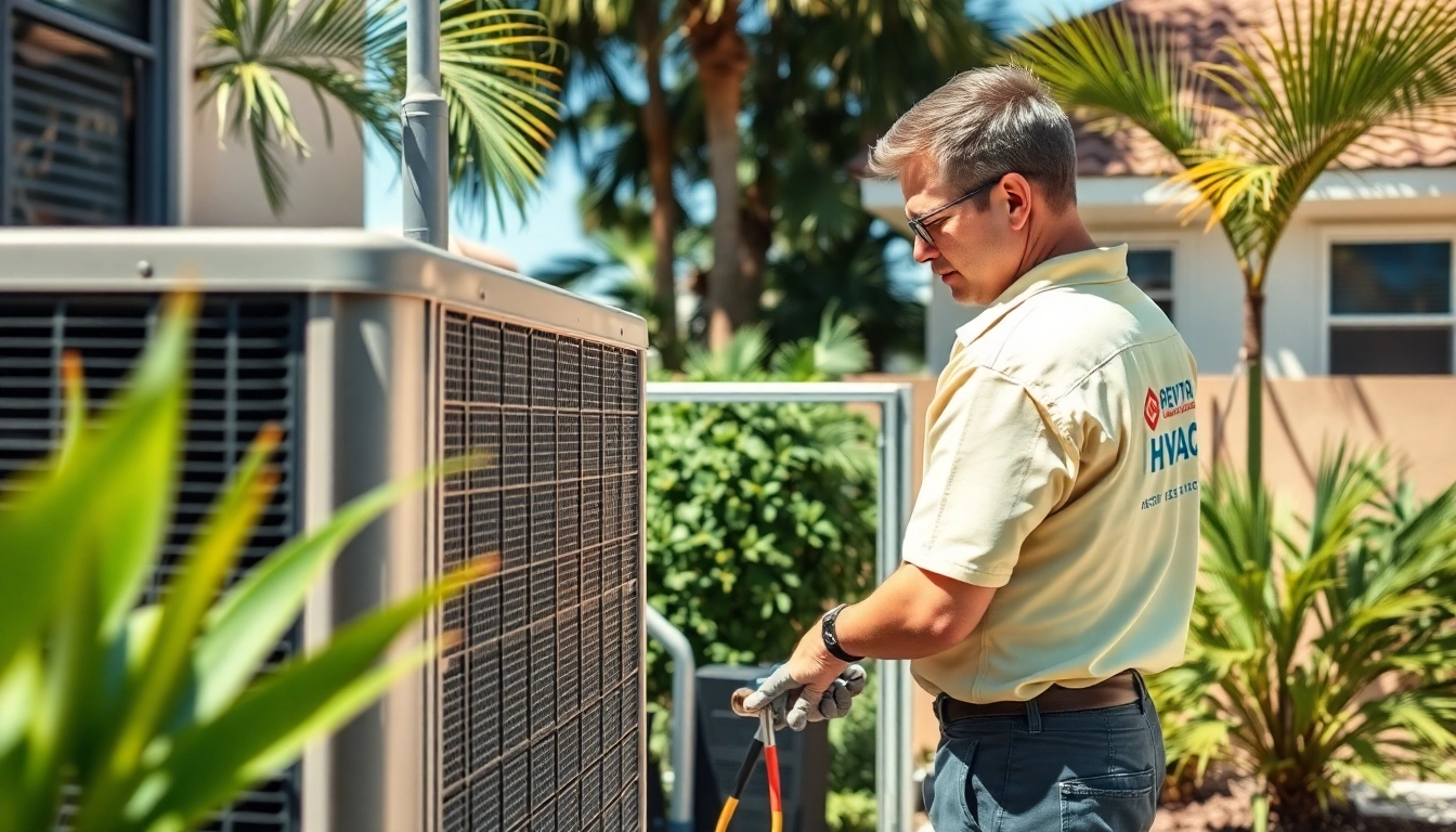 HVAC Repair Tampa technician servicing air conditioning in a residential setting.