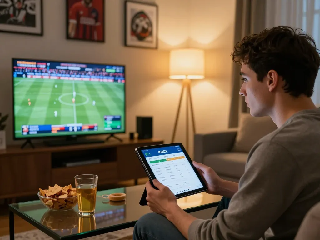 KLIKFIFA user actively engaging with sports betting app on multiple screens for real-time action