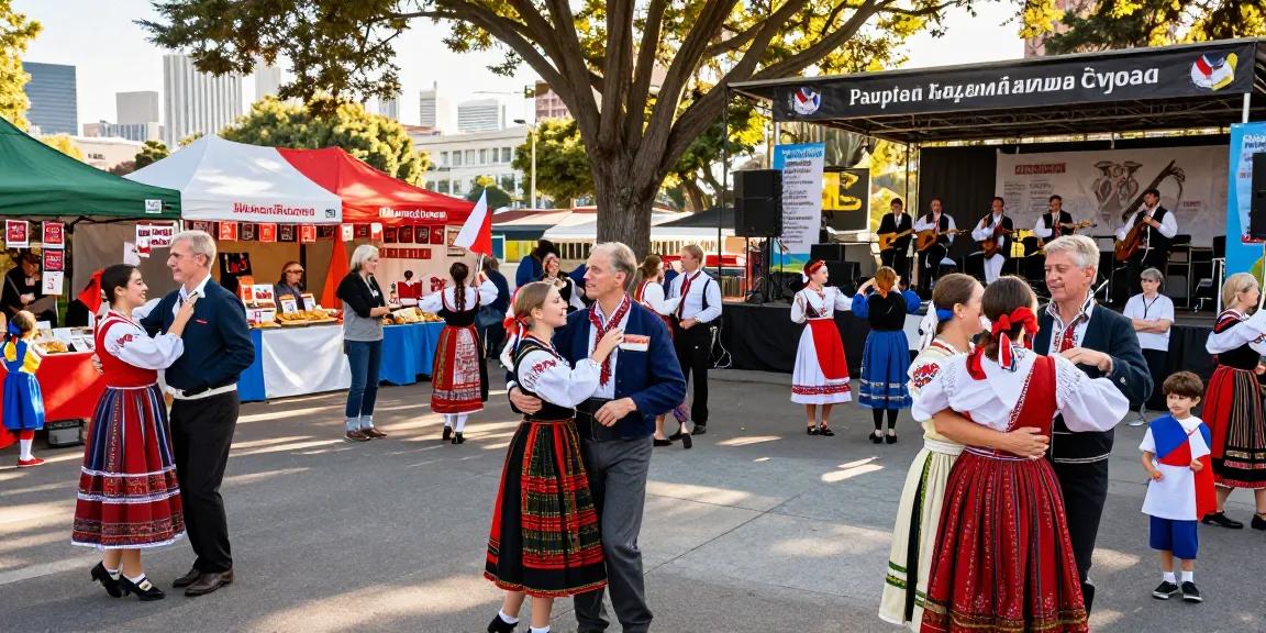 Engaged Polish community celebrating culture at San Francisco festival on https://www.sfpol.com/ with food and music.