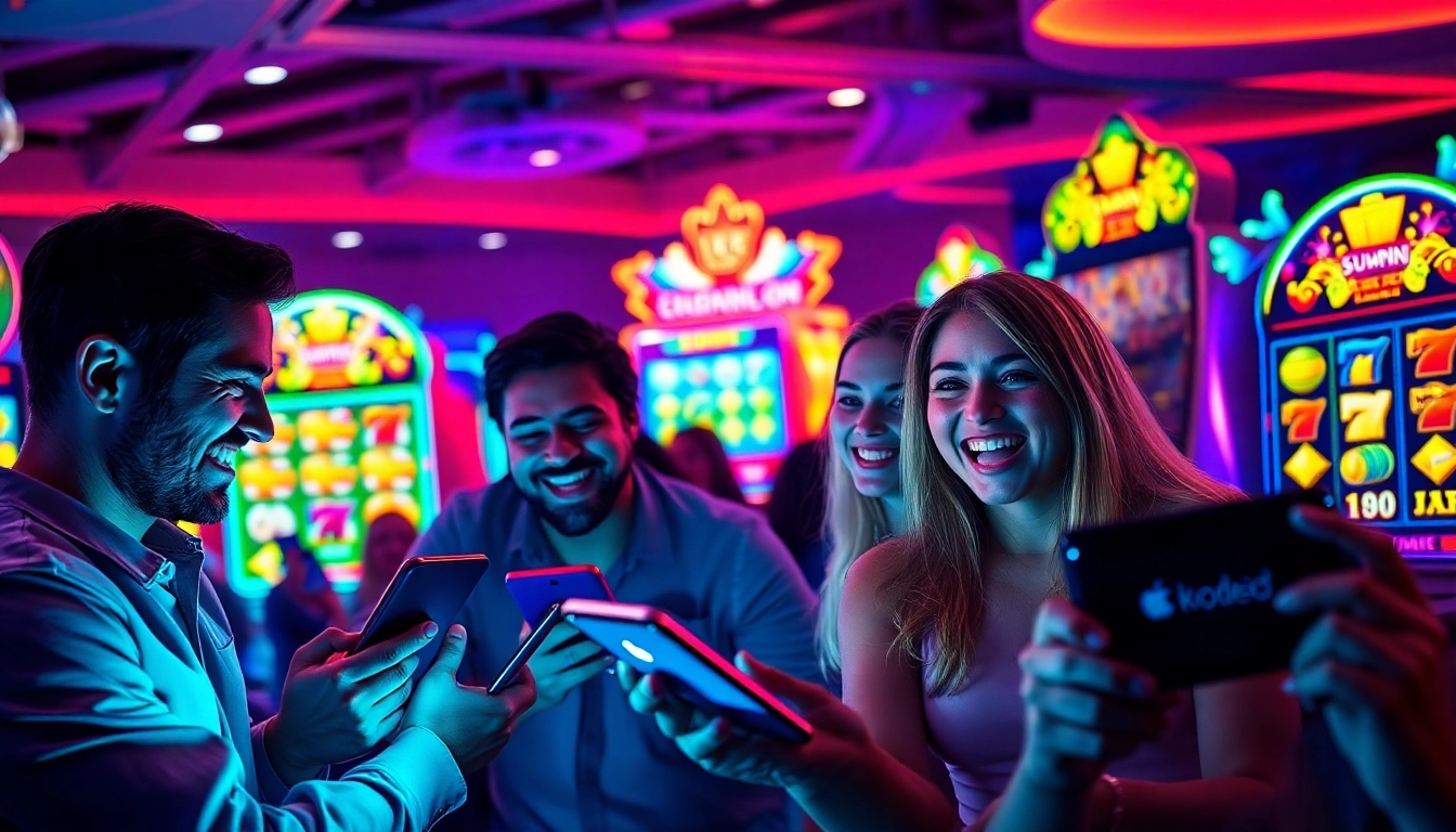 Kode4d players enjoying exhilarating online slot games in a vibrant digital environment.