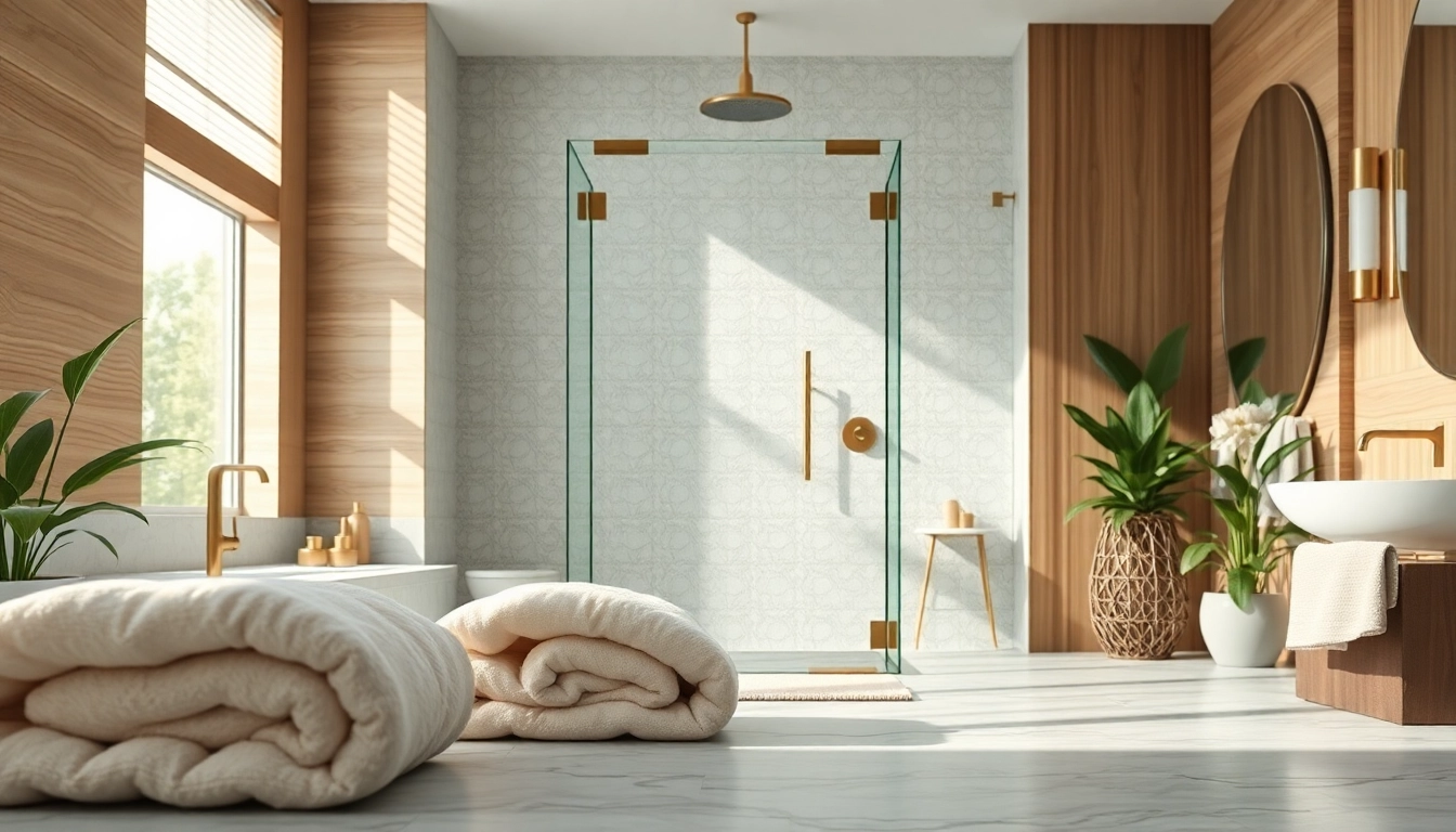 Discover elegant showers in a luxurious bathroom featuring modern design and bright, natural lighting.