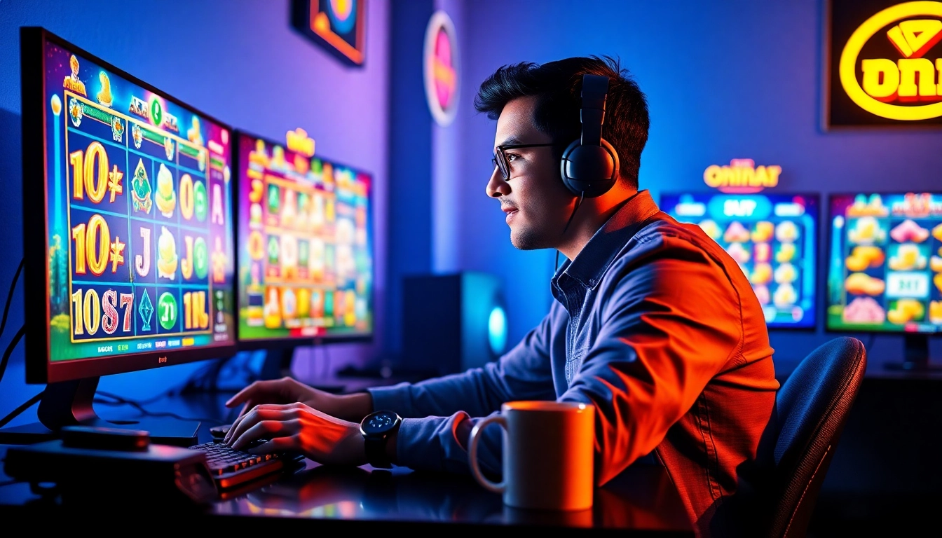 Rasakan pengalaman seru memainkan ondel4d slot dengan gamer antusias di layar yang berwarna-warni.
