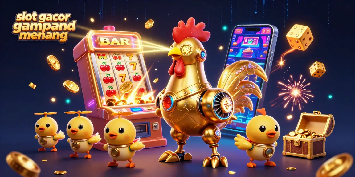 Engage in exciting gameplay with our slot gacor gampang menang featuring a golden rooster robot.