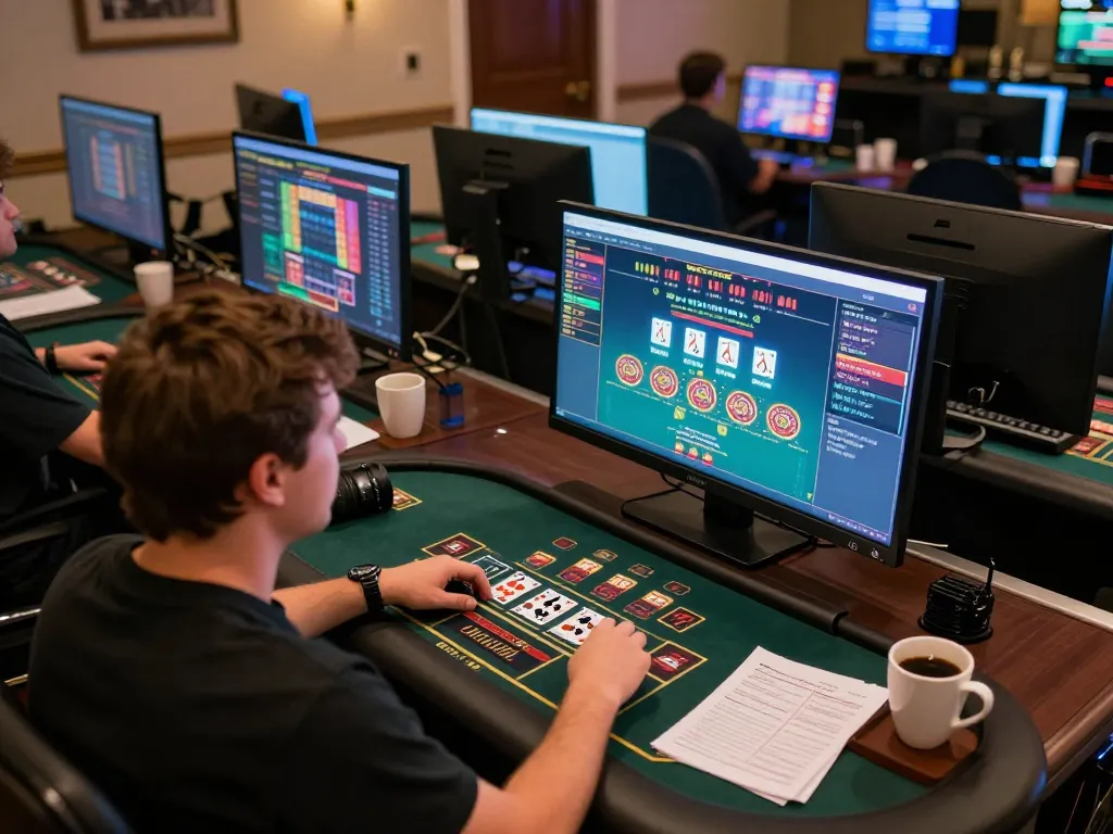 Engaging in strategic gameplay at fb88 online casino with live dealer games and bankroll notes visible