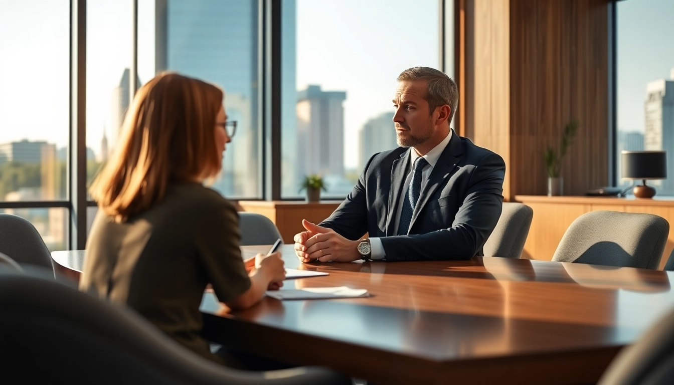 Birmingham Divorce Lawyer consulting with a client in a professional office setting.