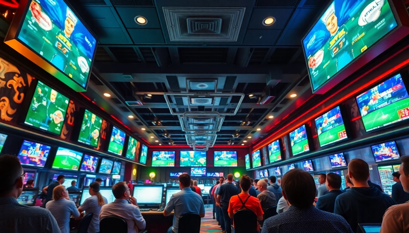 Explore the vibrant environment of the best sportsbooks Mexico, showcasing live betting and enthusiastic bettors.