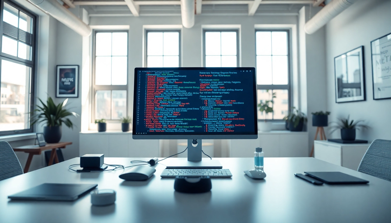 Visualize compelling meta tags in a modern workspace promoting effective online marketing.