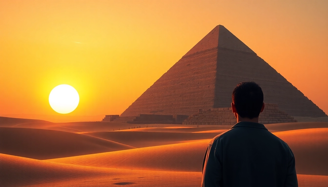 View the Great Pyramid of Giza at sunset with the focus on the majestic https://piraminds.com/ structure.