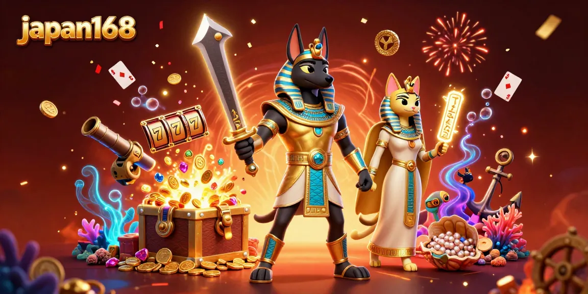 Join the excitement of japan168 with a vibrant virtual casino scene featuring gold coins and joyful gaming