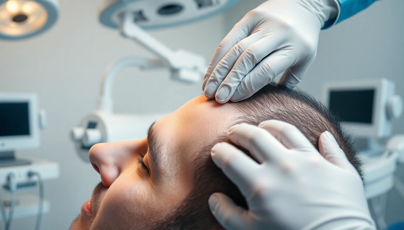 Expert performing a hair transplant istanbul with precision in a modern clinic