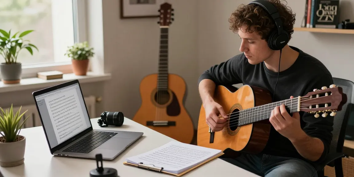 Engaging Zoom Classical Guitar Lessons with a certified instructor in a warm home studio.