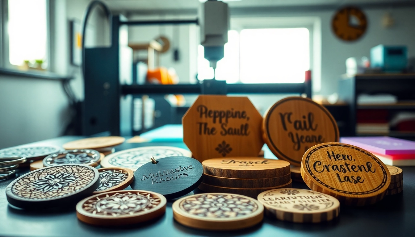 Creating stunning laser engraving designs on wood and acrylic in a bright workshop.