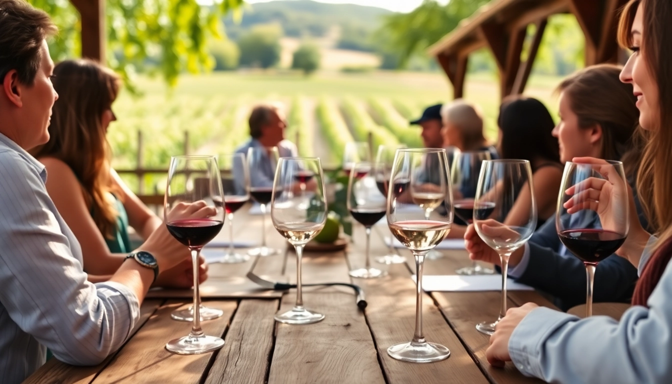Experience Clarksburg wine tasting with a vibrant vineyard backdrop and engaging atmosphere.