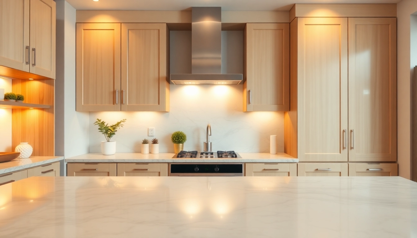 Cabinet Refacing Saint Petersburg FL showing modern kitchen cabinets in a warm, inviting atmosphere.